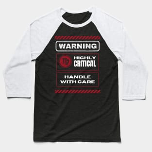 Funny Virgo Zodiac Sign - Warning, Highly Critical, Handle with Care - Black Baseball T-Shirt